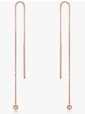 Real 18k Rose Gold Threader Drop Earrings | Fine Jewelry Stylist Curated Luxury